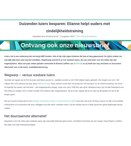 Go Potty - Hetkanwel - Duizenden luiers besparen: Elianne helpt ouders met zindelijkheidstraining