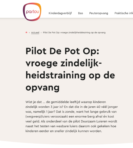 Go Potty - Partou - Pilot De Pot Op: vroege zindelijkheidstraining op de opvang